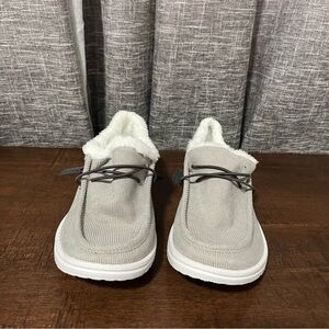 Cozy Gray Slip-On Shoes with Faux Fur Lining